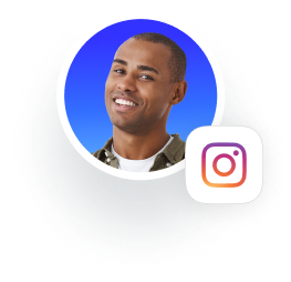A smiling person is displayed in a circular frame with a blue background. To the right, there is an Instagram logo, hinting at exciting job opportunities.